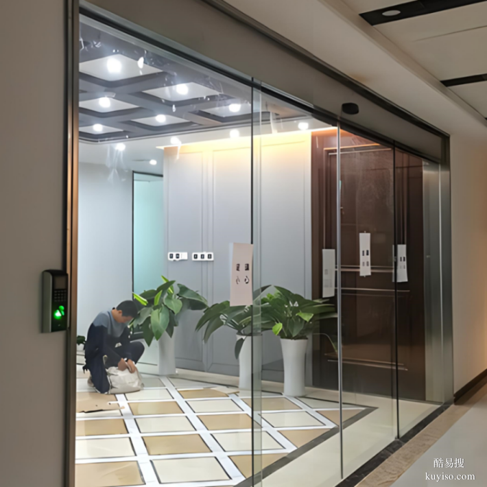 新会玻璃门维修 商铺办公室自动玻璃门密码门安装