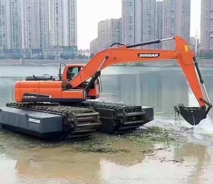 延安怎么找水陸挖機租賃水上浮桶式挖掘機租賃電話