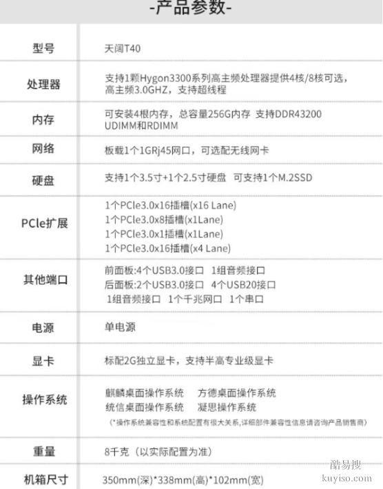 SUMA中科可控天阔T40全国产化信创塔式工作站主机